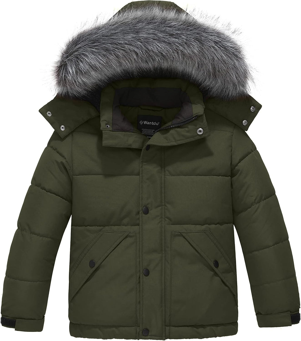 Boys' Winter Coat Waterproof Puffer Coat Warm Fleece Jacket