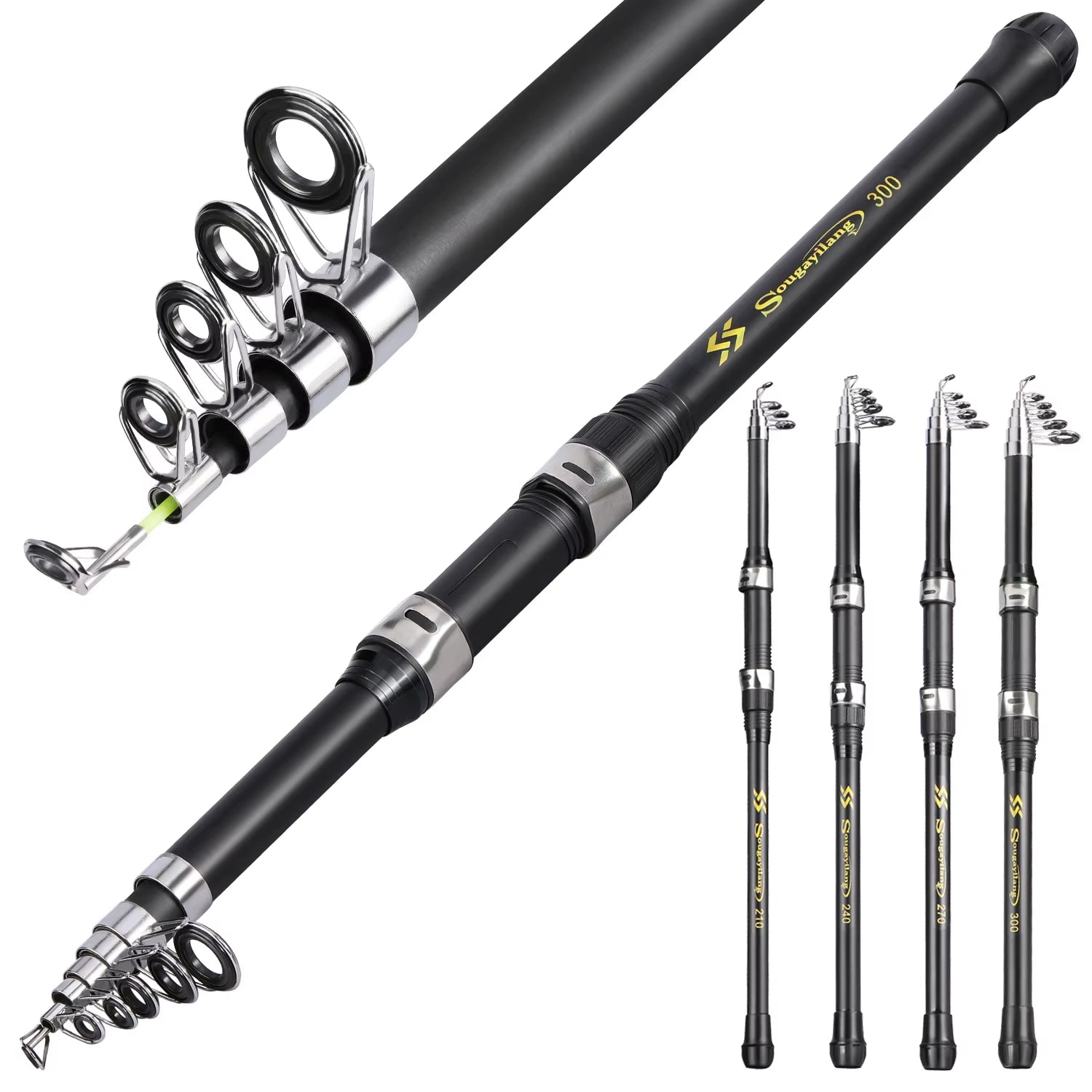 Carbon Fishing Rod 2.1-3.0M Telescopic Fishing Rod Baitcasting Rod Portable Leisure Fishing Rod Saltwater Fishing
