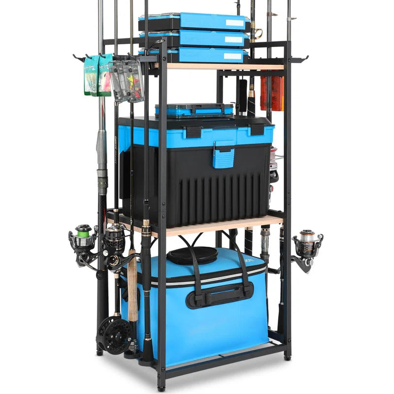 3 Tier Fishing Rod Holder, Fishing Pole Holders for Garage, Fishing Rod Rack Fishing Rod Storage up to 8 Rods