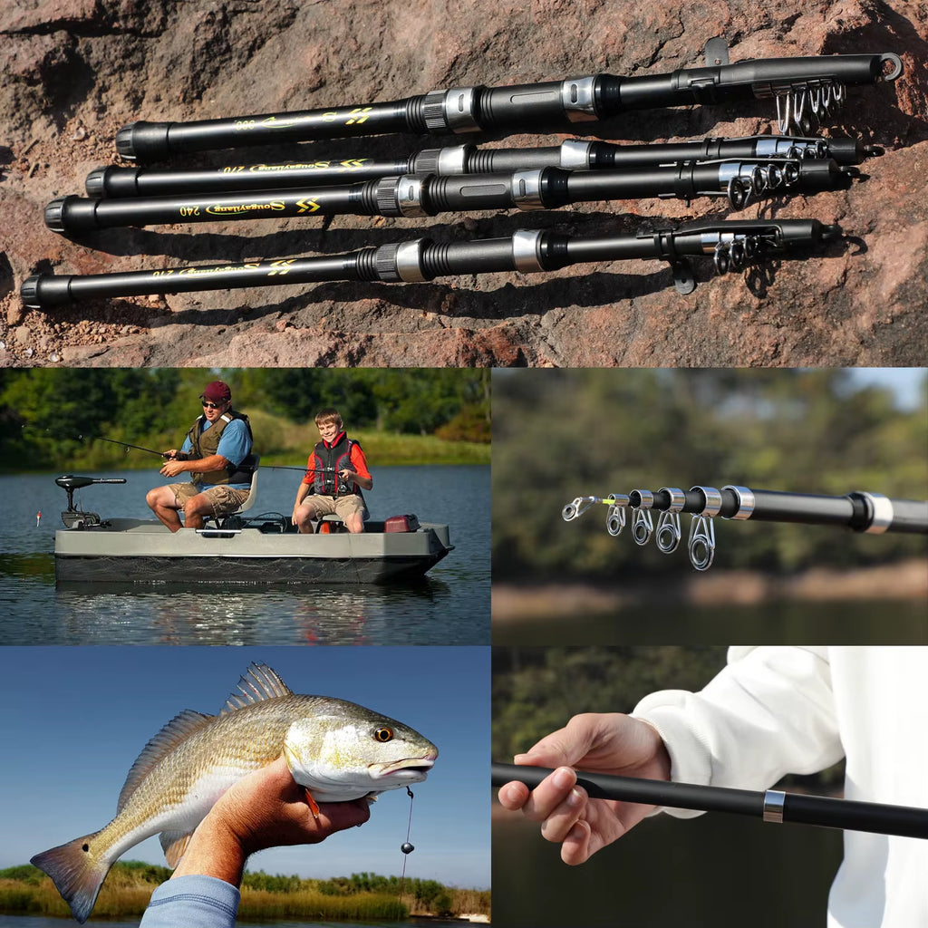 Carbon Fishing Rod 2.1-3.0M Telescopic Fishing Rod Baitcasting Rod Portable Leisure Fishing Rod Saltwater Fishing