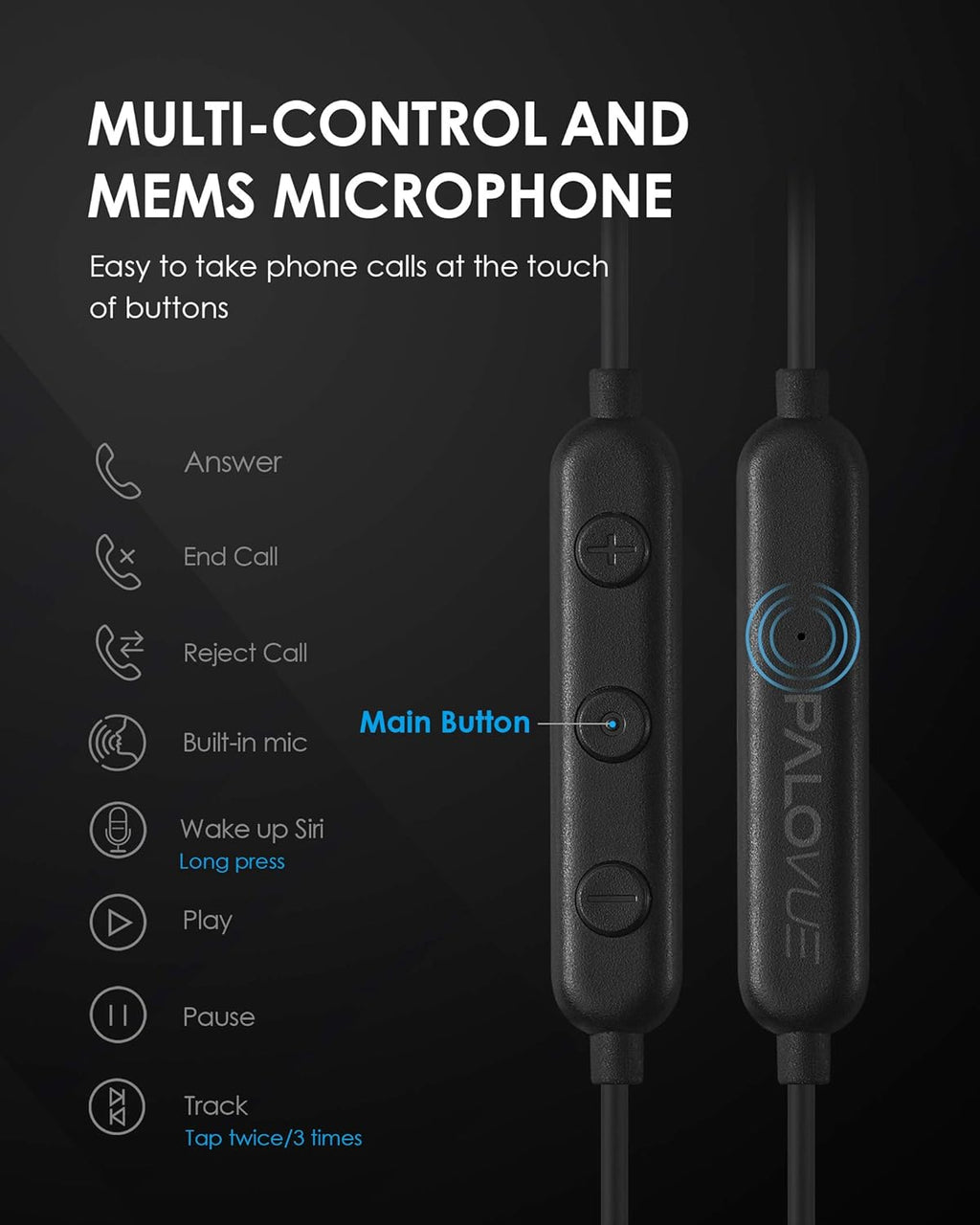Experience Unmatched Sound Quality with PALOVUE SweetFlow Lightning Earbuds - MFi Certified for iPhone 14, 13, 12, 11, Pro Max, and More - Sleek Black Design with Microphone Control
