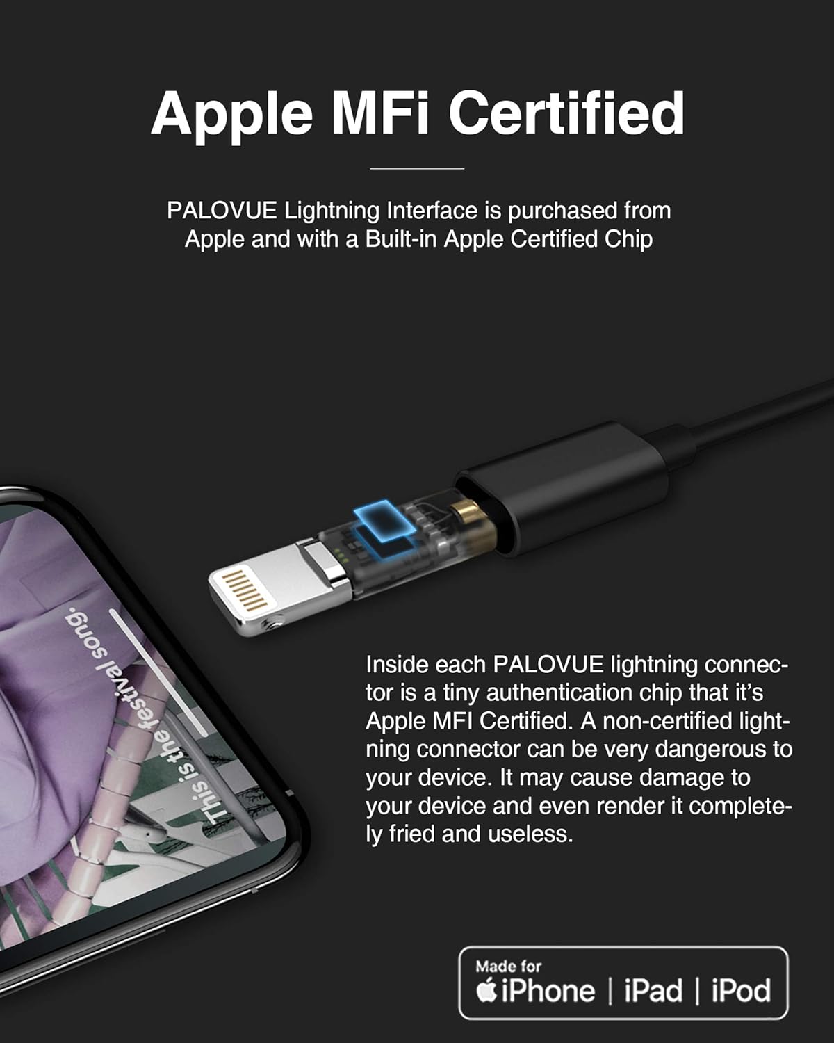 Experience Unmatched Sound Quality with PALOVUE SweetFlow Lightning Earbuds - MFi Certified for iPhone 14, 13, 12, 11, Pro Max, and More - Sleek Black Design with Microphone Control