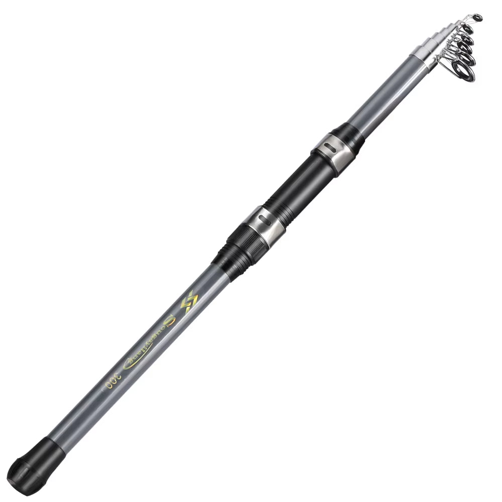 Carbon Fishing Rod 2.1-3.0M Telescopic Fishing Rod Baitcasting Rod Portable Leisure Fishing Rod Saltwater Fishing