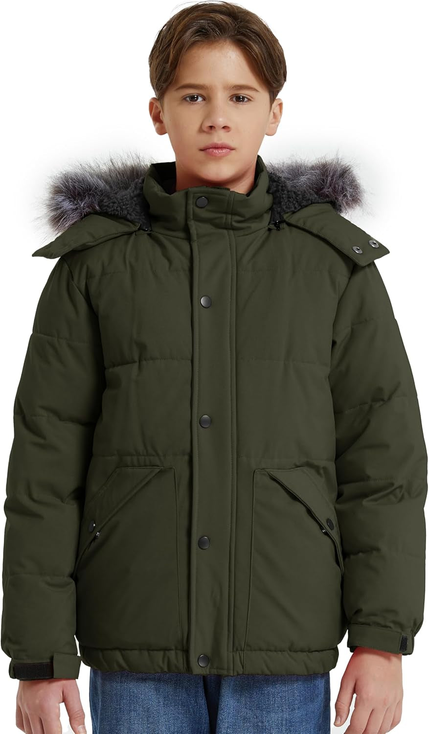 Boys' Winter Coat Waterproof Puffer Coat Warm Fleece Jacket