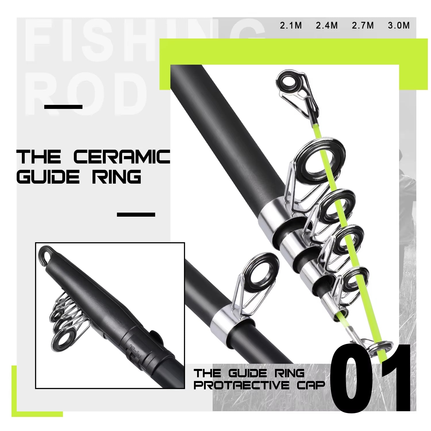 Carbon Fishing Rod 2.1-3.0M Telescopic Fishing Rod Baitcasting Rod Portable Leisure Fishing Rod Saltwater Fishing