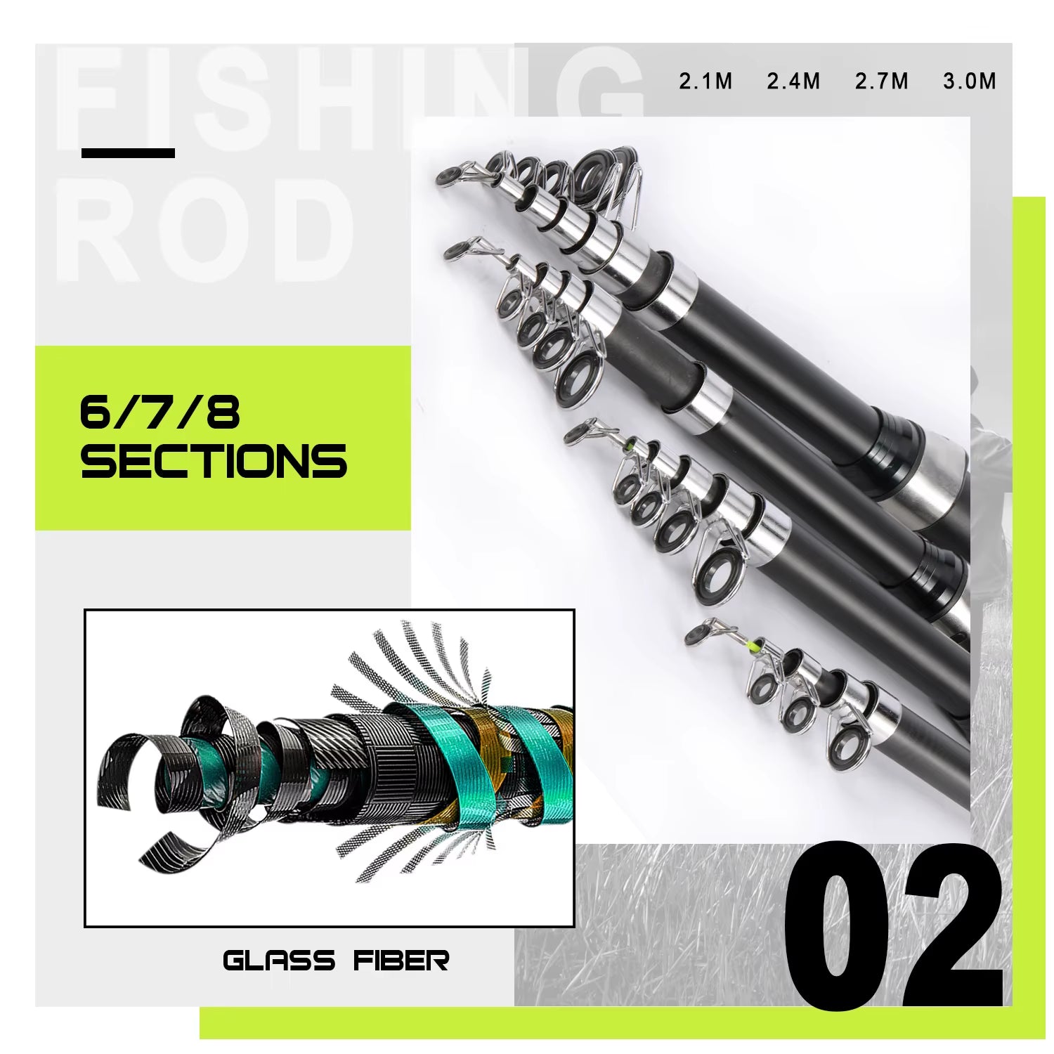 Carbon Fishing Rod 2.1-3.0M Telescopic Fishing Rod Baitcasting Rod Portable Leisure Fishing Rod Saltwater Fishing